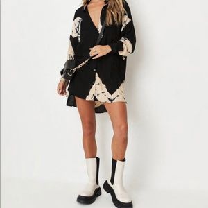 Misguided Oversized Dip Back Shirt Dress Tye Dye